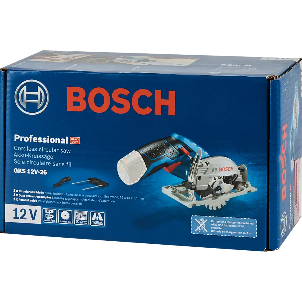 Аккумуляторная циркулярная пила Bosch GKS 12V-26 Professional, 06016A1001, 12 В, 85 мм, без АКБ и ЗУ 82041120 STLM-2082615 BOSCH PROFESSIONAL  - Вид №10