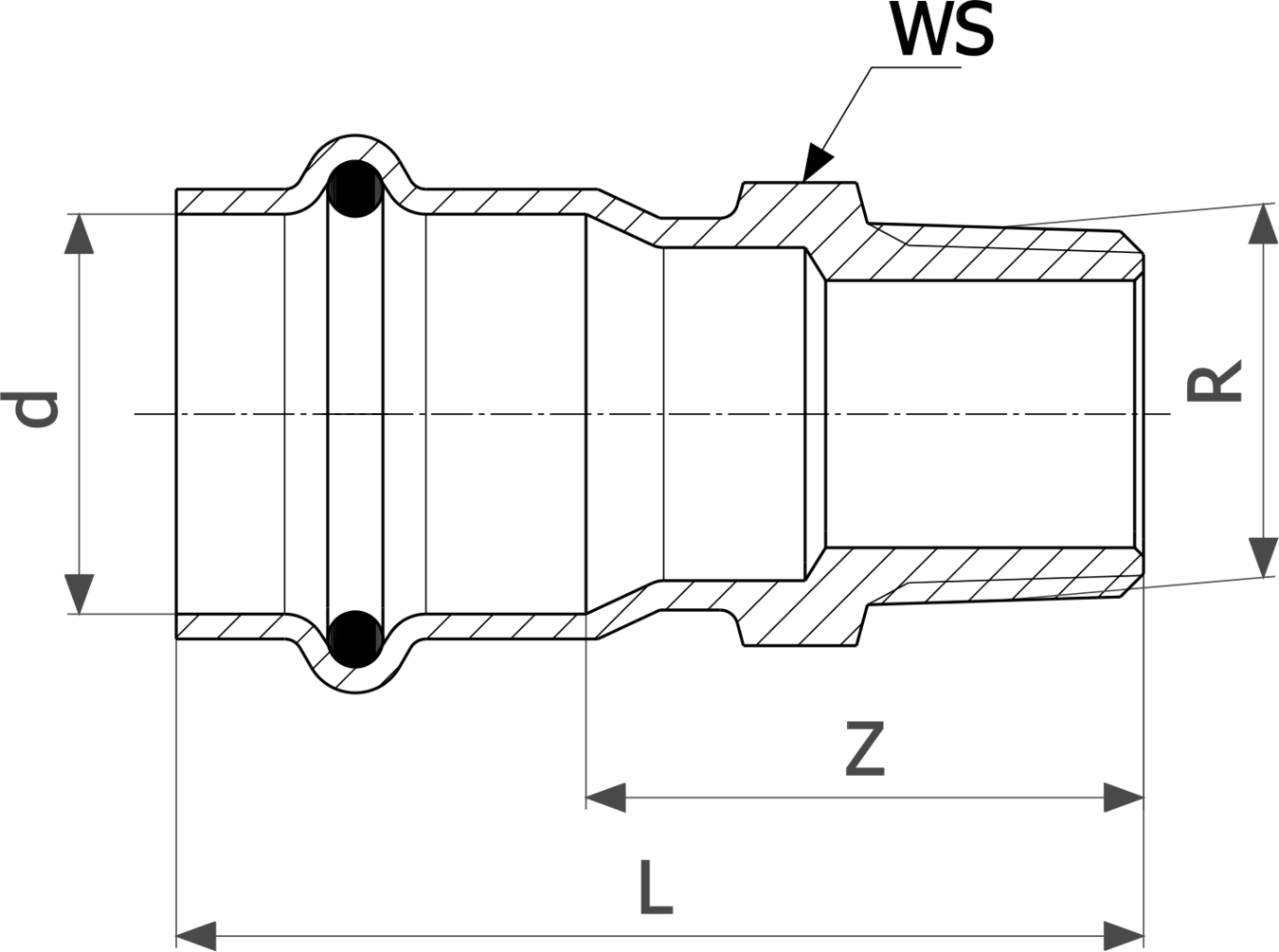 486 280 Модель 0211 Трубопроводные системы  Sanpress Inox G  Переходники/​переходные угольники Santreyd  - Вид №3