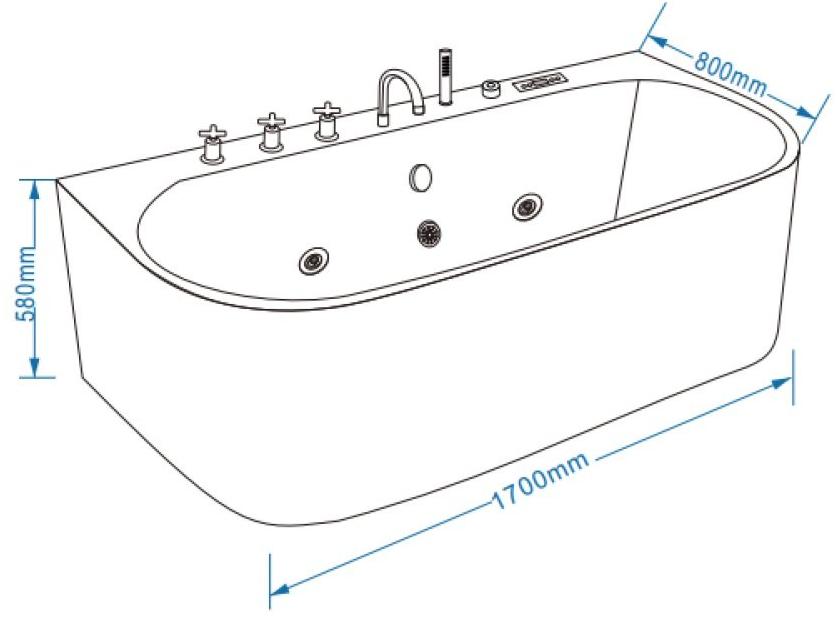 Ванна гидромассаж. GR-17075-2317080 (80x170x60)  GROSSMAN  - Вид №1