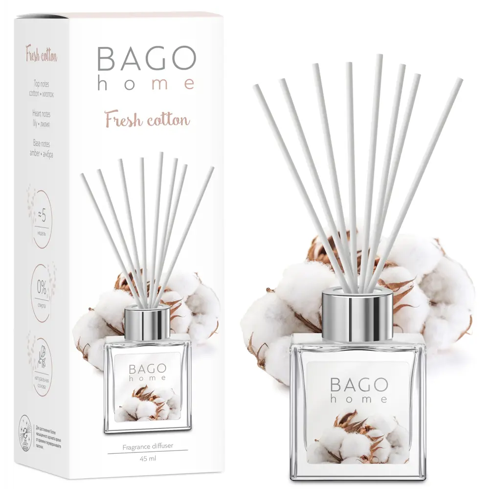 Bago home Диффузор ароматический «Свежий хлопок» с натуральным составом 82206242 STLM-0021946