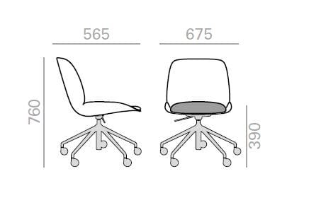 Офисное кресло с регулируемой высотой и колесами с 5 спицами Andreu World Nuez ARCH-00142553 - Вид №2