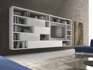 Presotto Настенная модульная стенка для хранения из дерева Pari & dispari librerie