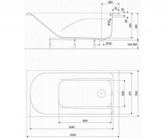 Акриловая ванна 150х75 KOLO Comfort Plus XWP1450000  - Вид №2