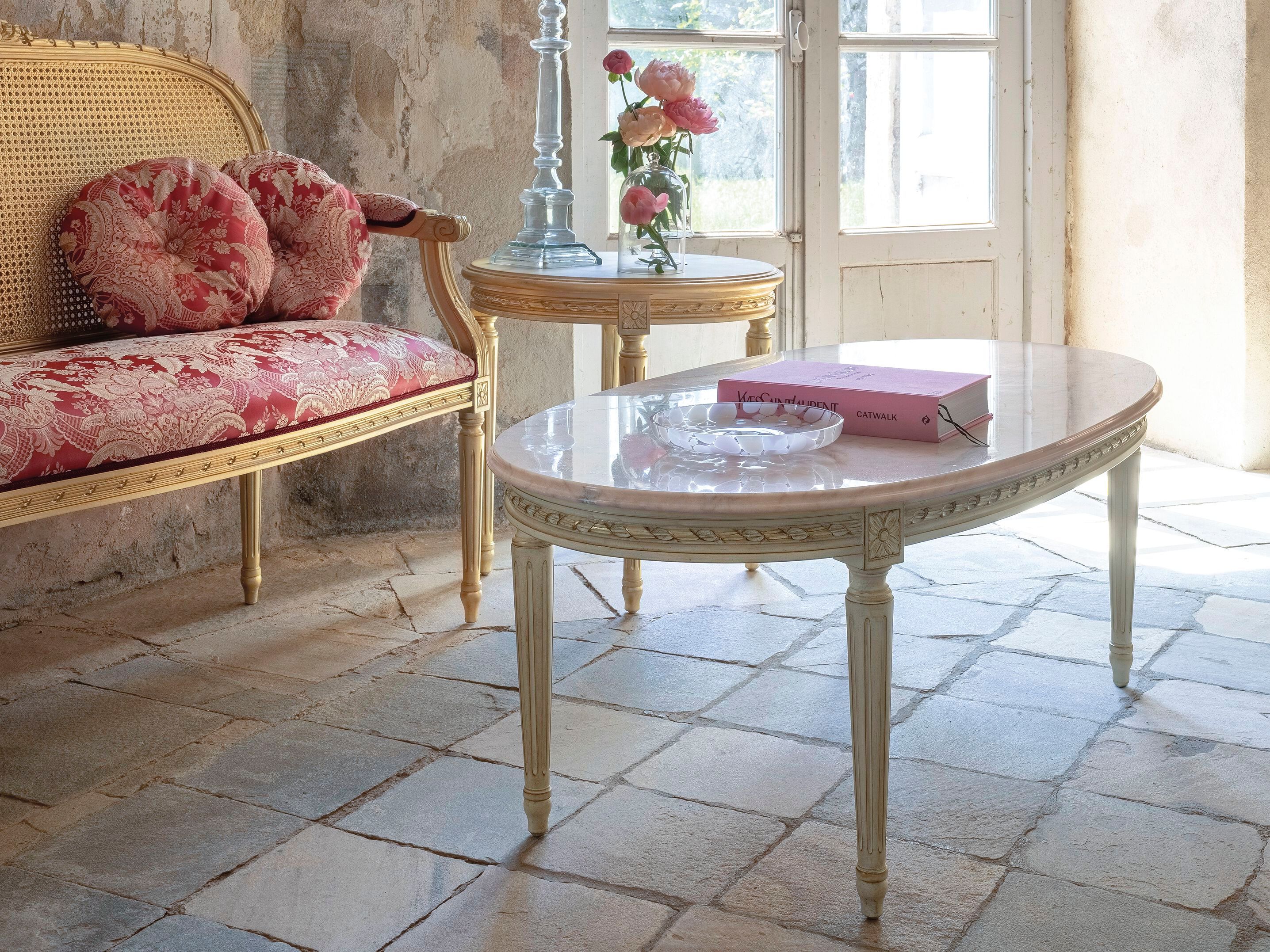 Деревянный и мраморный овальный журнальный столик Bellotti Ezio Cromie ARCH-00006728 - Вид №2