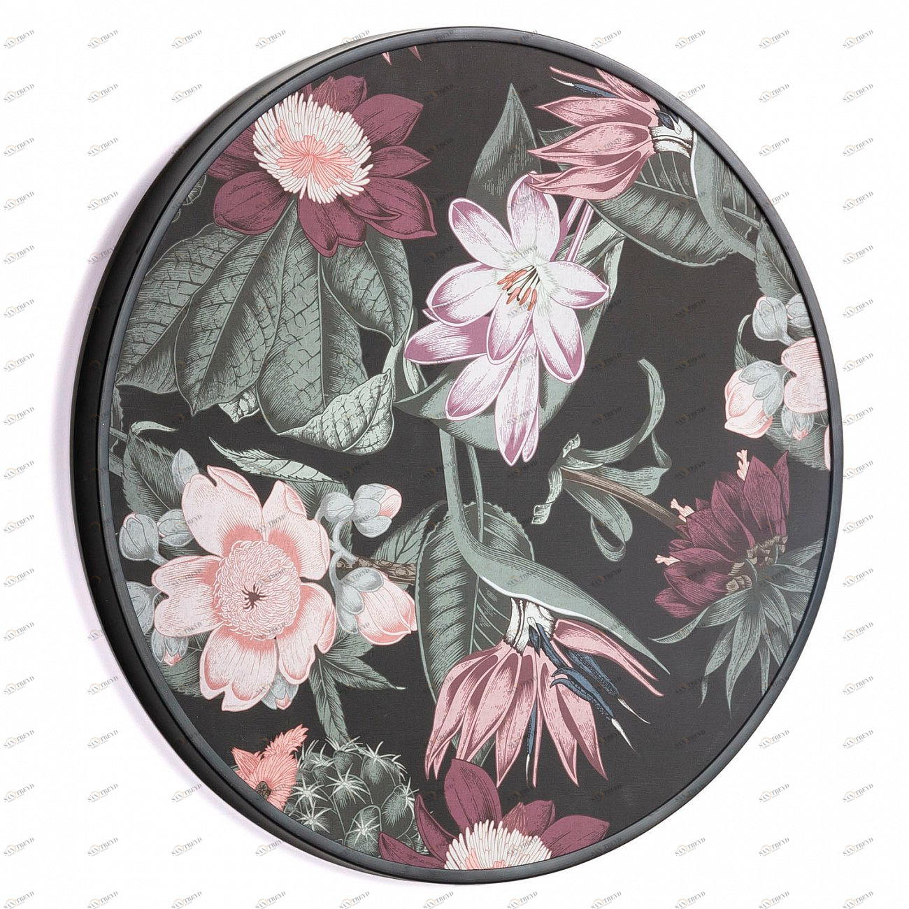 Картина на холсте 60х60 см черная Natures от La Forma LA FORMA NATURES 343085 Зеленый;розовый;разноцветный 