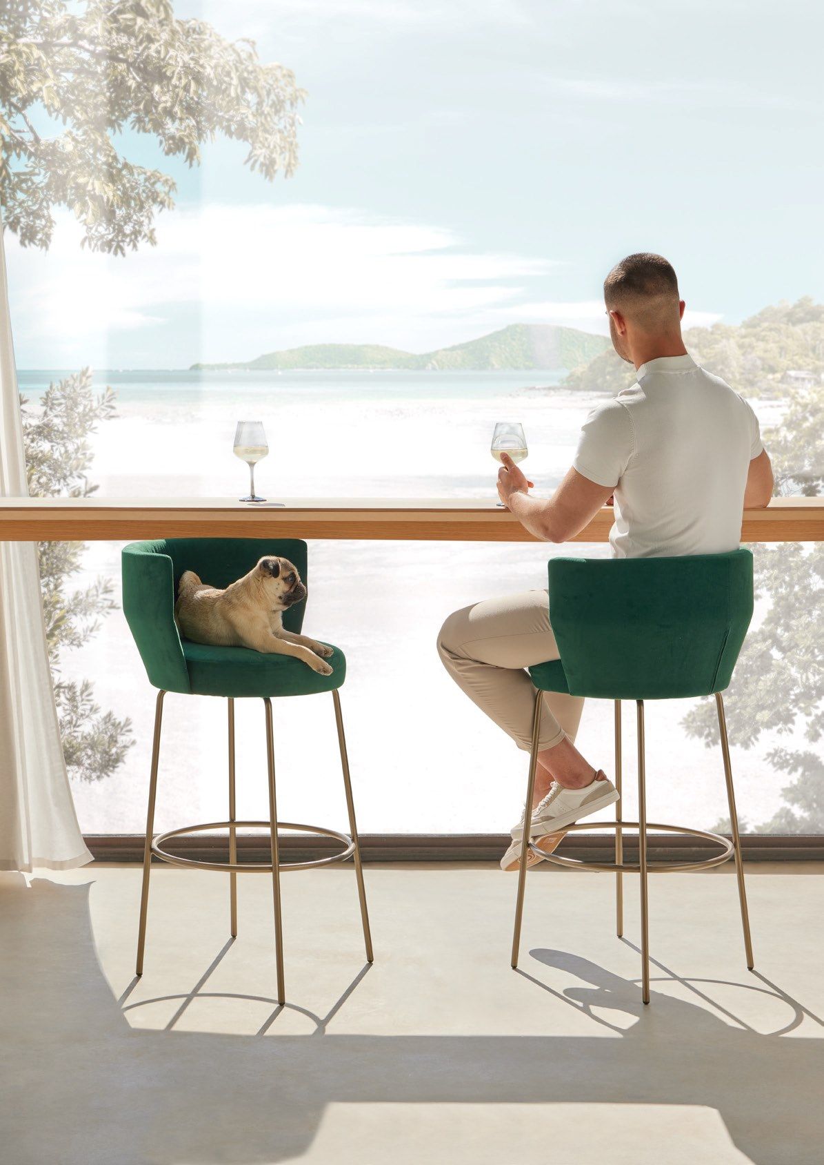 Высокий кожаный стул с подставкой для ног Punt Sena ARCH-00069404 - Вид №4