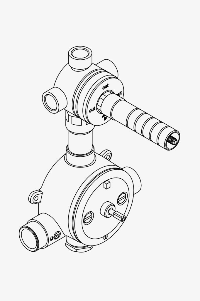 GUTH50 Универсальный термостатический клапан со встроенным трехходовым переключателем с запорным клапаном Waterworks Universal