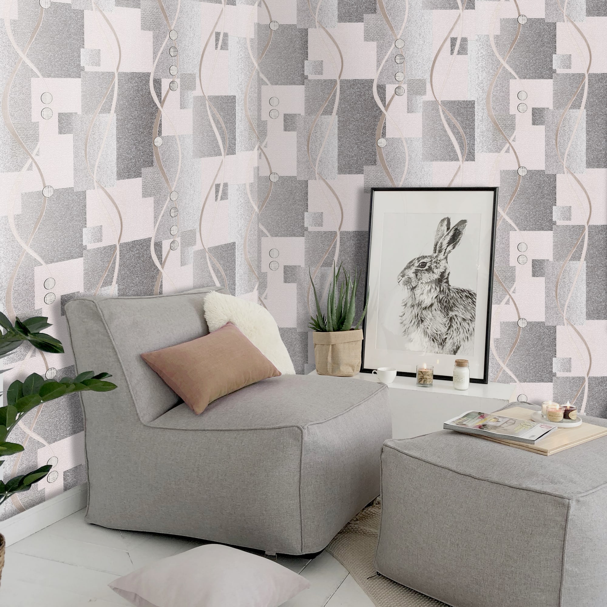 82399730 Обои флизелиновые серые 1.06 м 0407-1 Волны Santreyd  - Вид №2