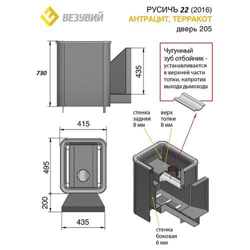 Печь для бани Везувий Русичъ Антрацит 22 (205) 2016 3633 - Вид №1