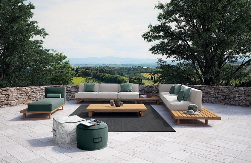 Atmosphera Квадратный садовый пуф из тика и технической ткани 9.zero 9.0.pf - Вид №3