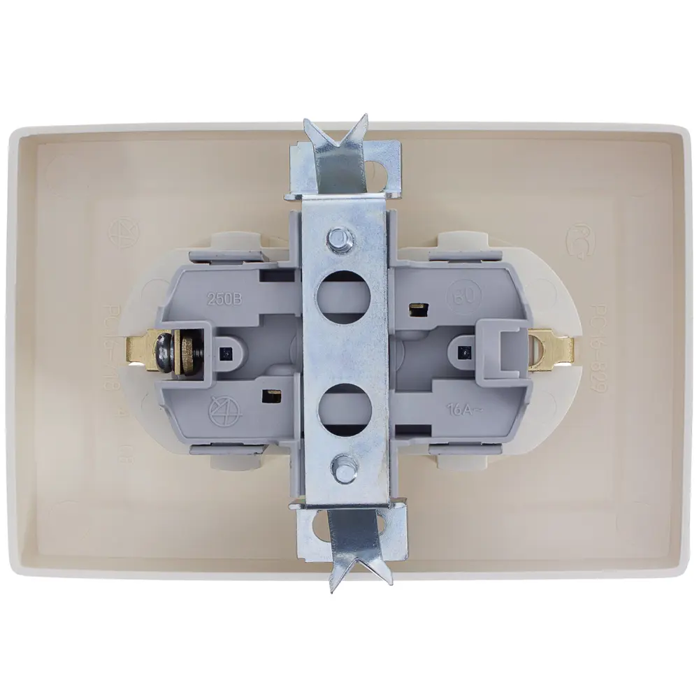 Розетка Reone 2 разъема с заземлением цвет слоновая кость 17824031 STLM-2145527 - Вид №2