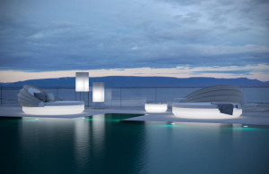 088424 Кровать ø210x40 cо складным навесом LED Vondom Vela