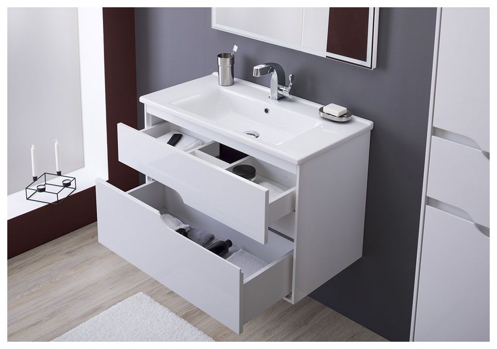 Тумба с раковиной Aquanet Модена 85 белый 0019696500182320 - Вид №9