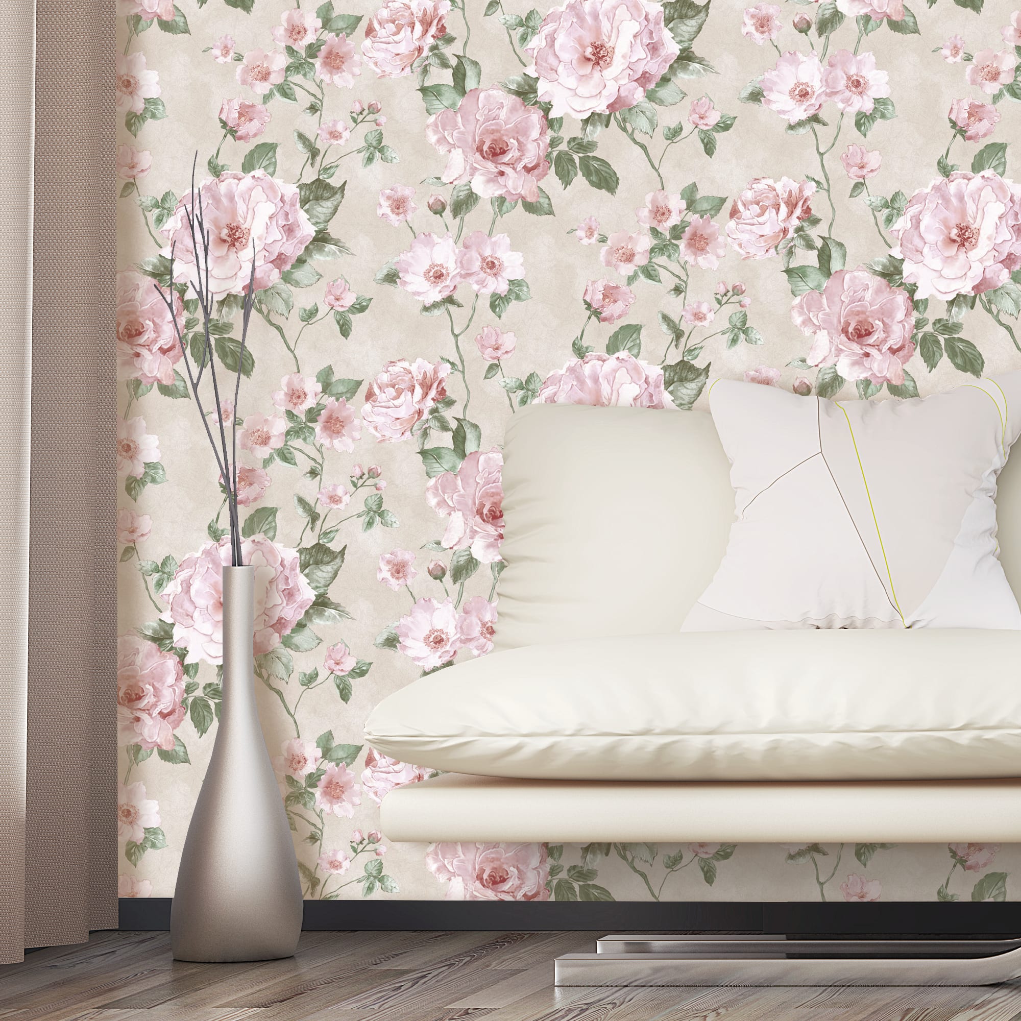 82938325 Обои бумажные 0.53 м 4613 бежевые Шиповник Santreyd  - Вид №2