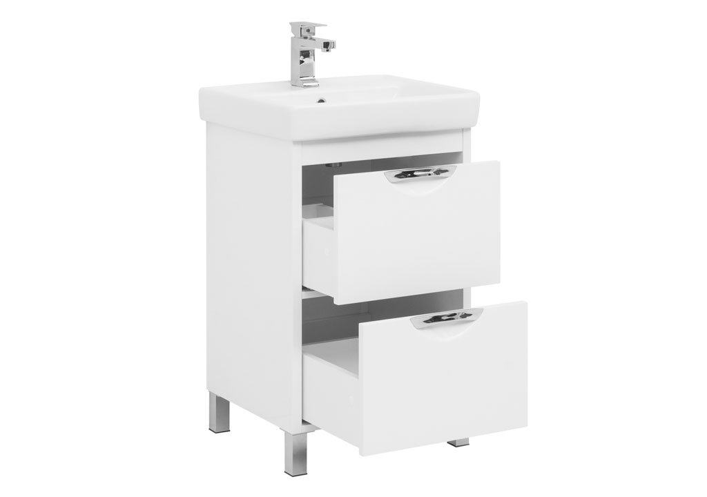 Тумба под раковину Aquanet Гретта 50 New белый (2 ящика) 00233576 - Вид №1
