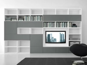 Presotto Модульная лакированная стенка для хранения с подставкой под телевизор Pari&dispari battenti