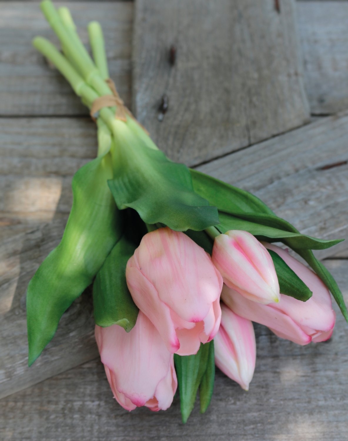 2941 508 a3 Искусственный букет тюльпанов, 5-ти кратный, 28 см, розово-зеленый H-andreas  - Вид №4