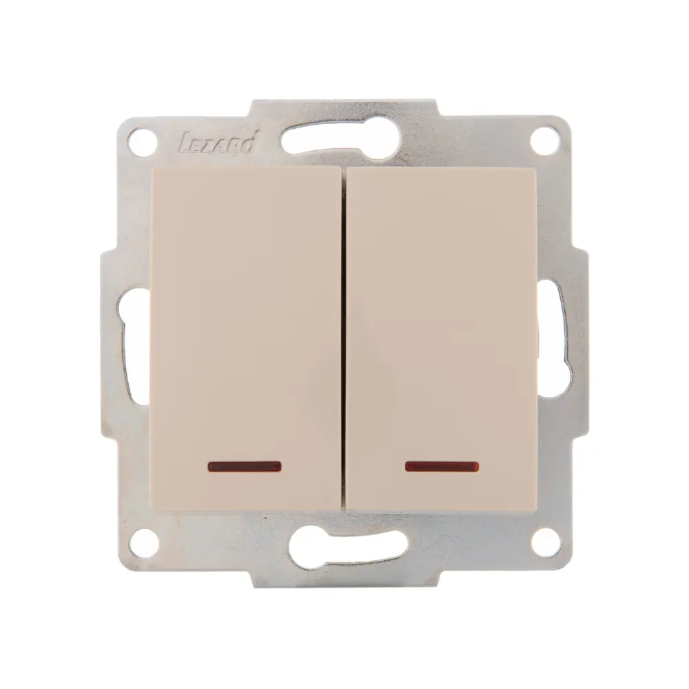 Выключатель Lezard Karina 2 клавиши с подсветкой цвет кремовый STLM-2149508