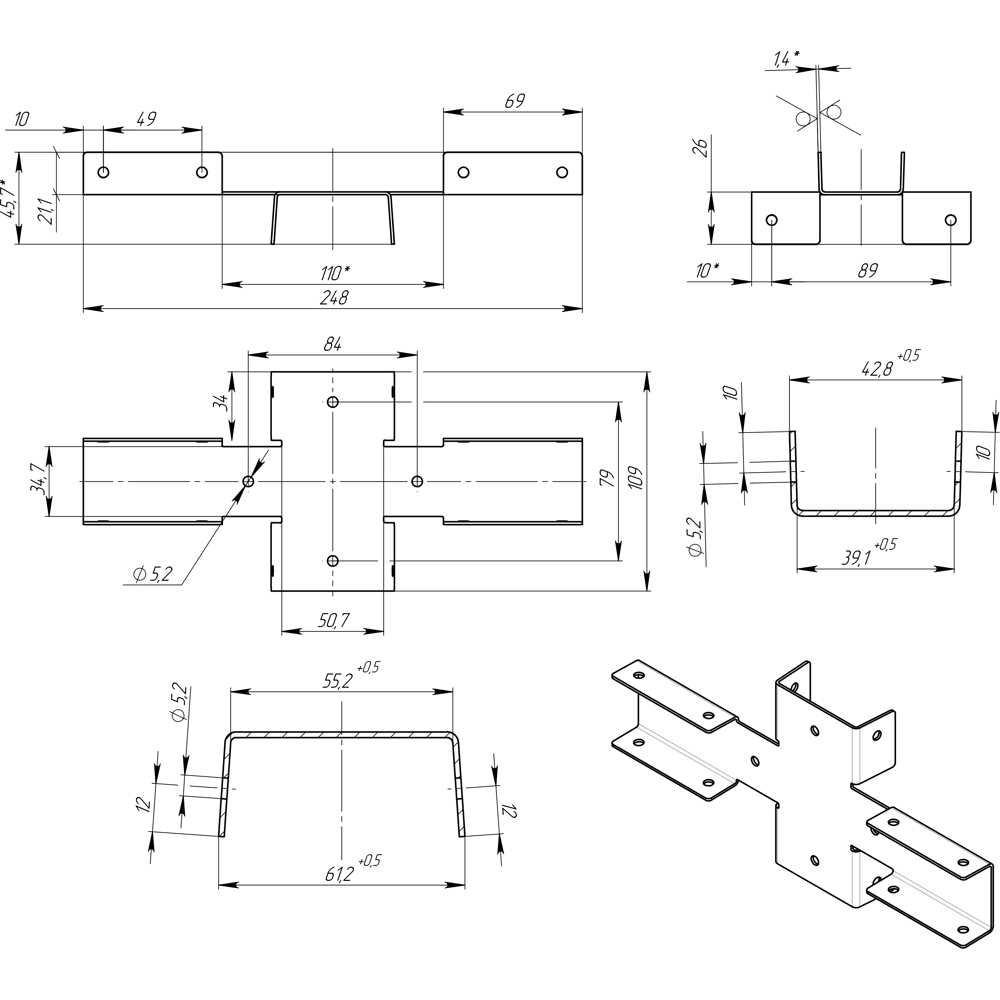Santreyd Х-кронштейн для заборных систем зелёный RAL 6005 17597579 STLM-0008417 - Вид №3