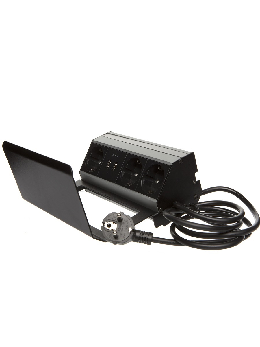 Блок электрических розеток Aspect 12108 PH Silver/Black NAVAKO  - Вид №1