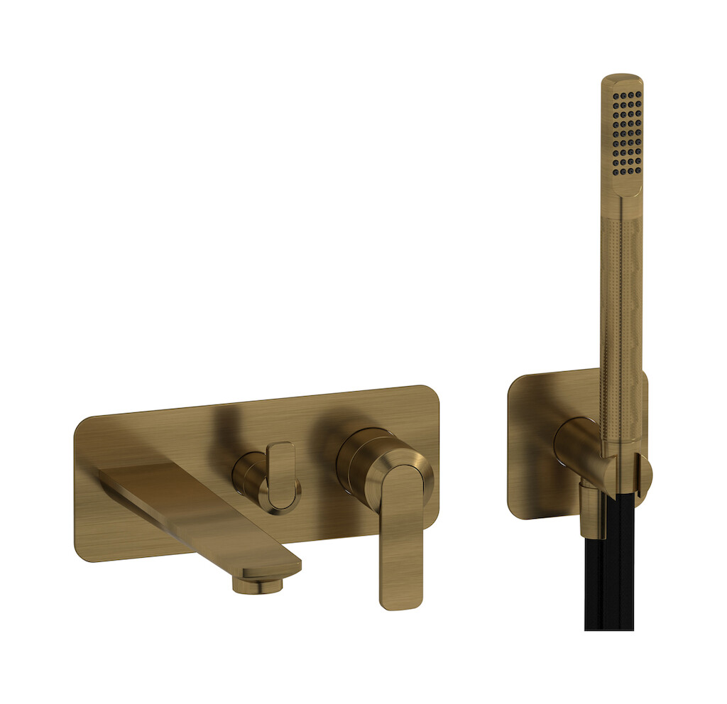 Настенный смеситель для ванны с изливом и отдельным душем WE ARE IB c6498mb Modern Bronze C-67