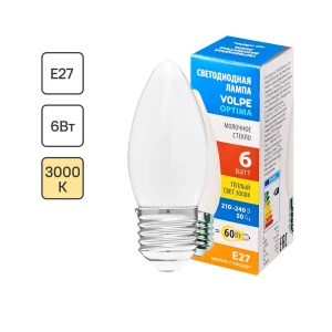 Лампа светодиодная Volpe LEDF E27 220-240 В 6 Вт свеча матовая 600 лм теплый белый свет