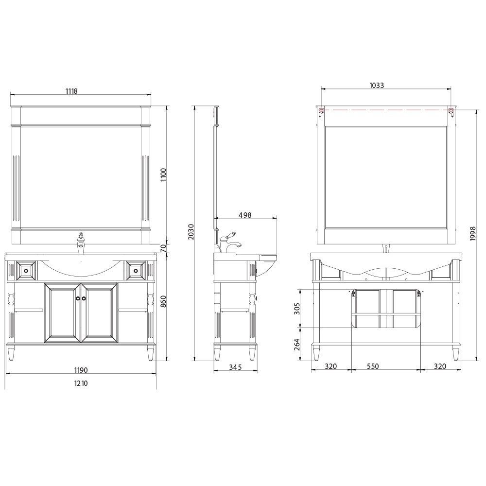 26728 Тумба под раковину Migliore Kantri  - Вид №1