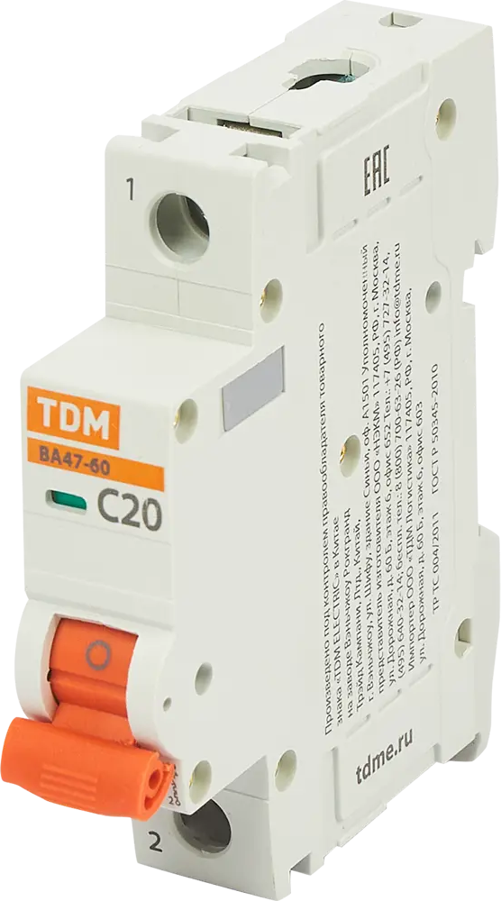 84399502 Автоматический выключатель TDM Electric ВА47-60 1P C20 А 6 кА SQ0223-0078 STLM-0049275