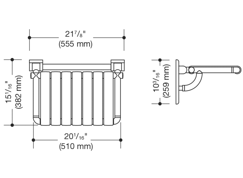 801.51BUS440 Складное сиденье для душа, прямоугольное (ada) HEWI USA Produkte  - Вид №5
