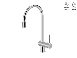 Смеситель для кухни с поворотным изливом и выдвижным ручным душем