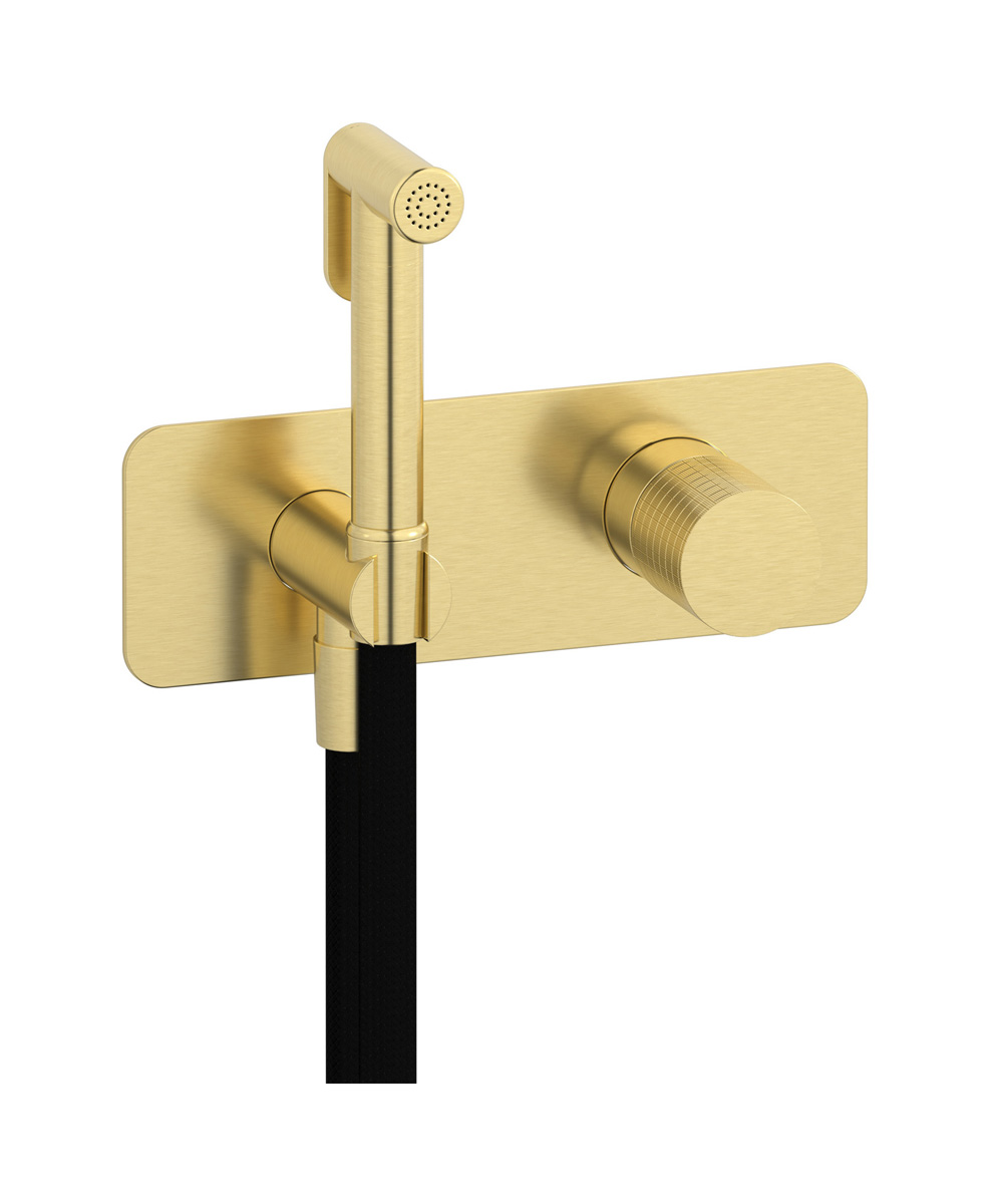 Внешние части гигенического душа со смесителем. WE ARE IB ga706is Brushed Pale Gold Gatsby