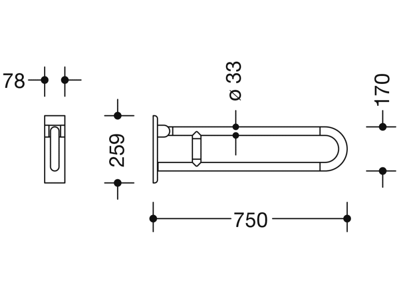 801.50D140 Опорная ручка, поворотная HEWI HEWI active+  - Вид №1