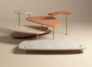 Malabar Журнальный столик из мрамора, травертина и лакированного дерева