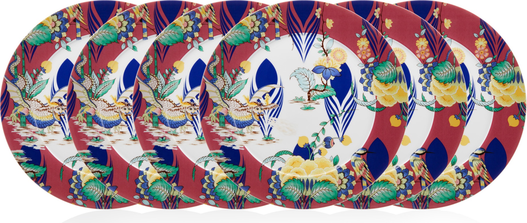 10669609 Meissen Набор тарелок подстановочных Meissen "Коллаж. Мистический сад" 33см, 6шт Фарфор 