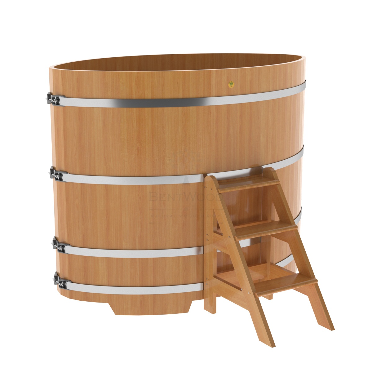 1182 Купель овальная из лиственницы 1,08х1,75х1,4 натуральная премиум Alyarus 