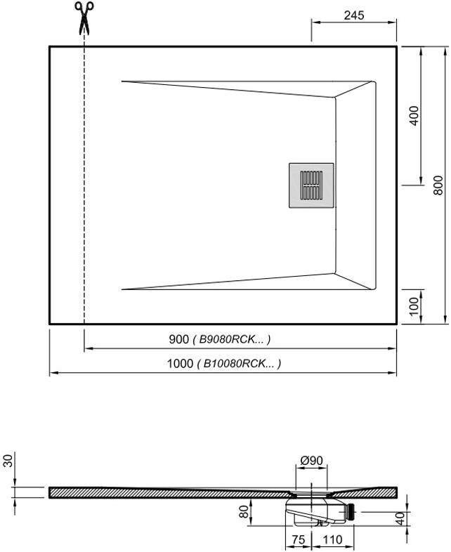 Поддон для душа Sanitana ROCKS 1000х800 черный SP3013E8320100560 - Вид №1