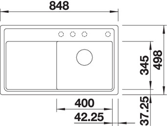 523821 Кухонная мойка Blanco Zenar 45 S-F чаша слева алюметаллик  Blanco Zenar Алюметаллик - Вид №1