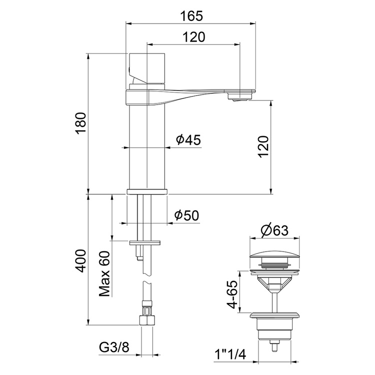NB830102015 Смеситель для раковины Webert One-B  - Вид №1