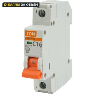 Автоматический выключатель TDM Electric ВА47-29 1P C16 А 4.5 кА SQ0206-0074 84399471 STLM-2193224