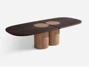 Обеденный стол из ясеня с деревянной или мраморной столешницей