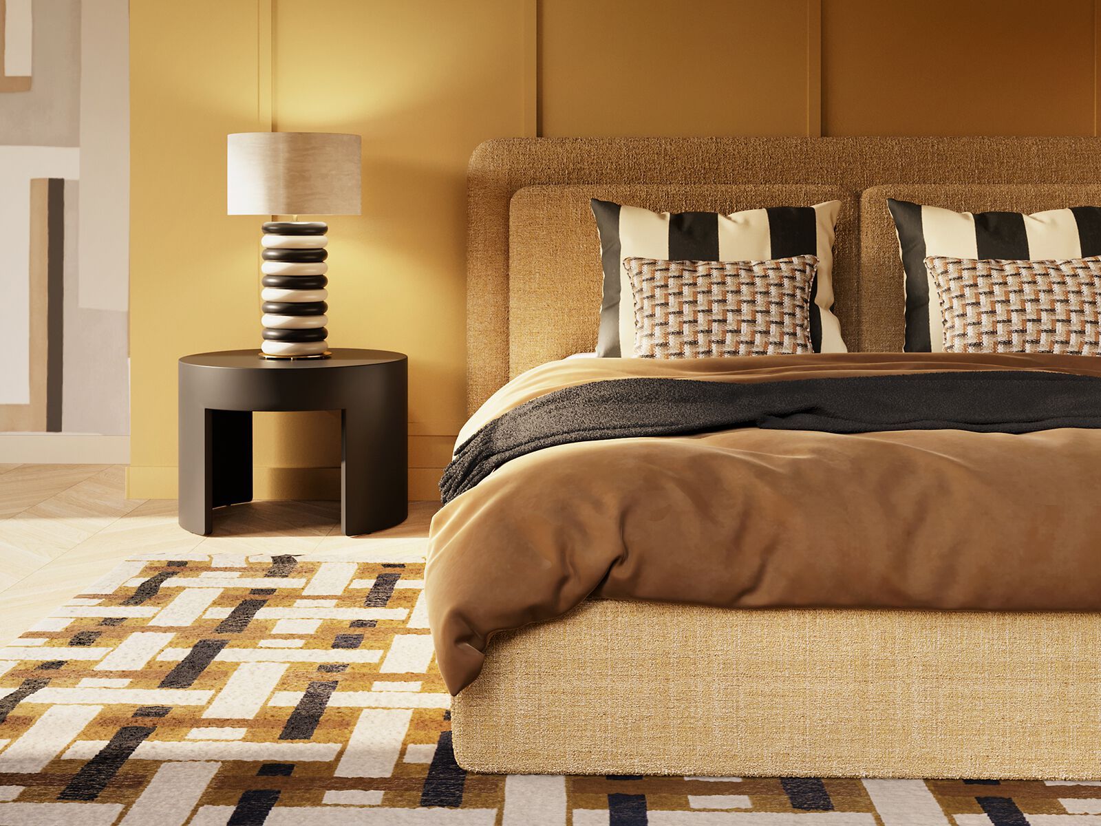 Двуспальная мягкая кровать из ткани ANA ROQUE INTERIORS ARCH-00120631 - Вид №1