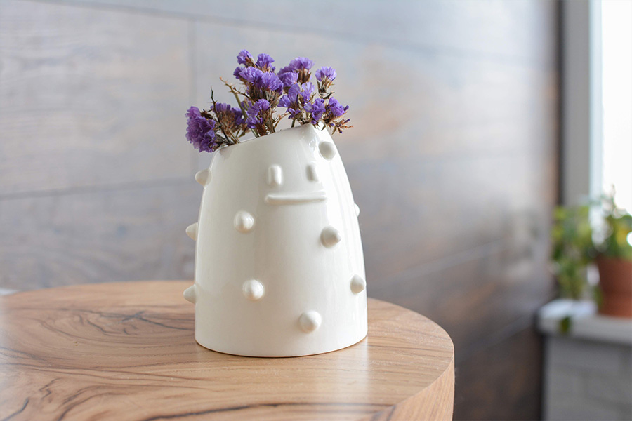 Ваза керамическая 11 см белая "Eco Шип" ЭКОЧЕЛОВЕКИ - 00-3871321 Белый  - Вид №3