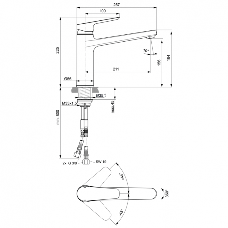 B0954AA Смеситель для кухонной мойки Ideal Standard CERAPLAN III  - Вид №3