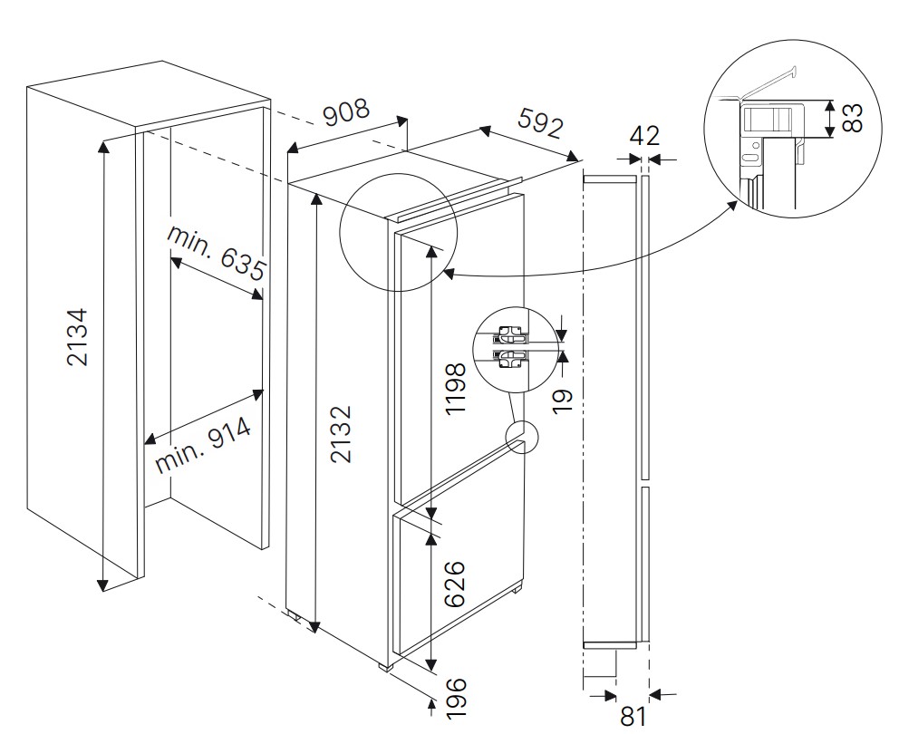 9255899 Встраиваемый холодильник Kuppersbusch FKGFX 9800.0i STDN-0148424 - Вид №2