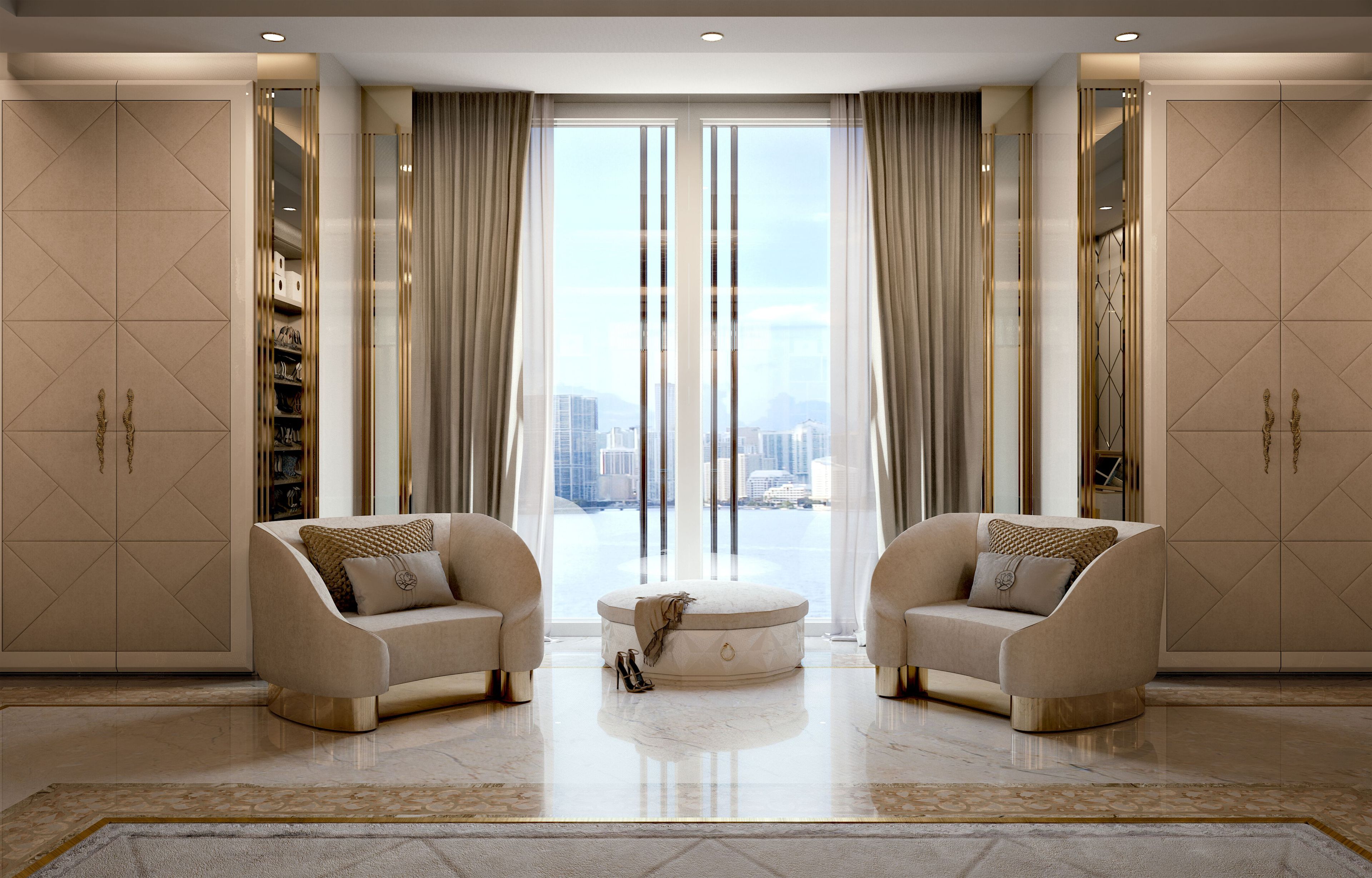 Модульная деревянная и стеклянная гардеробная со встроенным освещением Bizzotto Italia Symphony-Infinity ARCH-00037472 - Вид №3