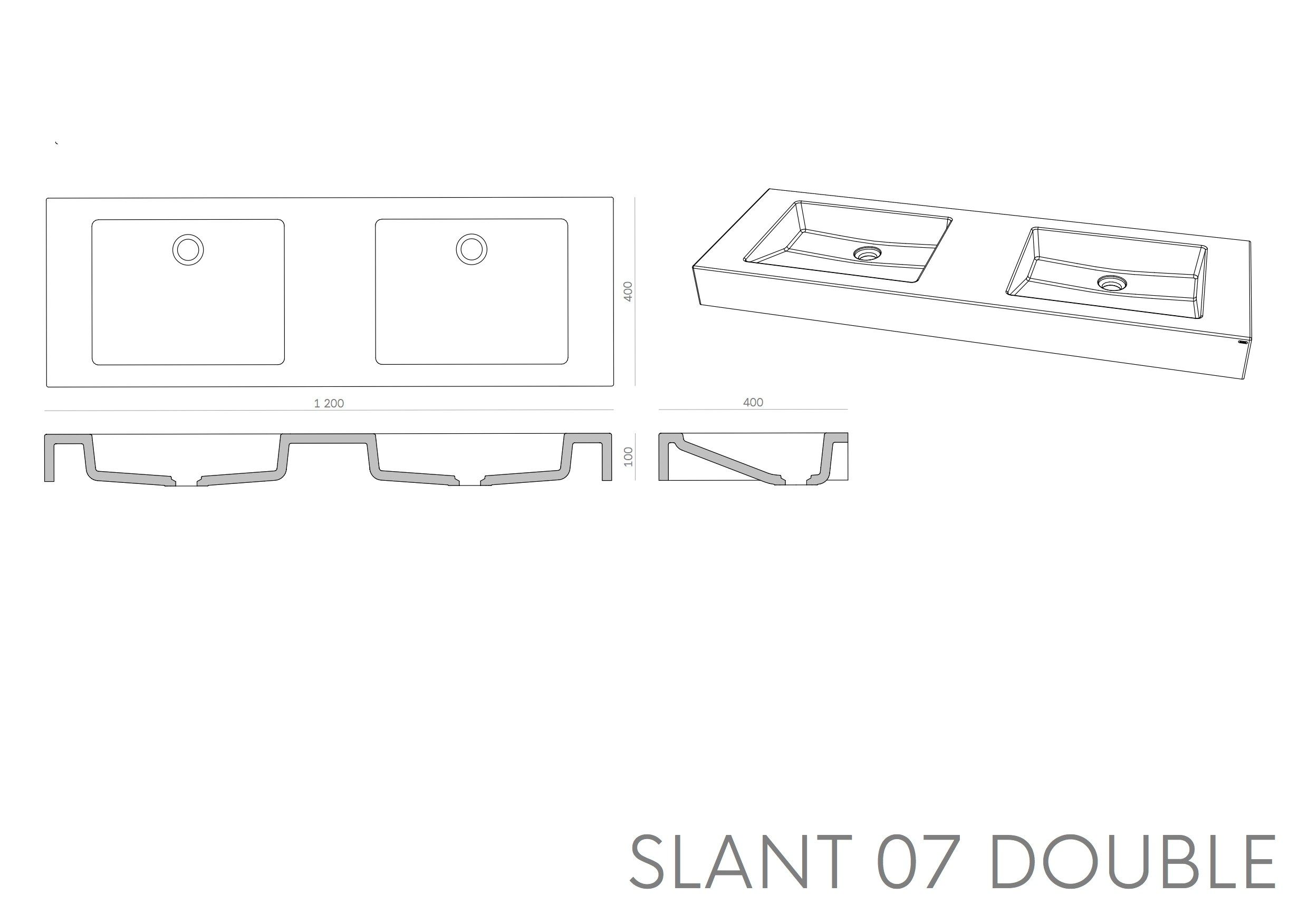 Двойной бетонный подвесной умывальник Gravelli SLANT 07 DOUBLE ARCH-00035507 - Вид №6