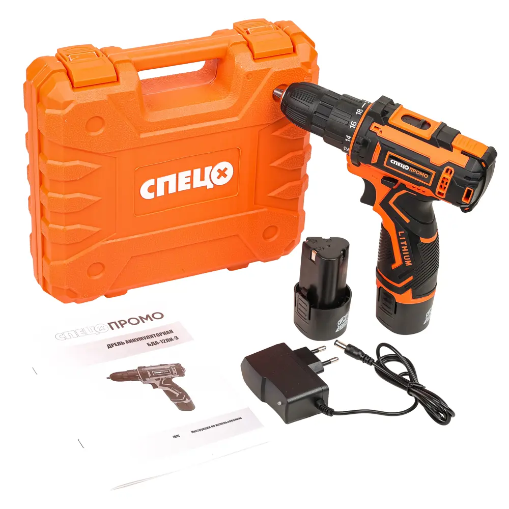 Дрель-шуруповерт аккумуляторная Спец Промо БДА-12ЛИ-3 (4195), 12 В Li-ion 2x2 Ач STLM-2060879 - Вид №1