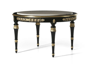 Круглый деревянный стол с мраморной столешницей