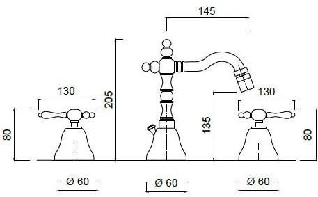 Rubinetteria Giulini Смеситель для биде с 3 отверстиями Praga - praga crystal F7545a - Вид №1