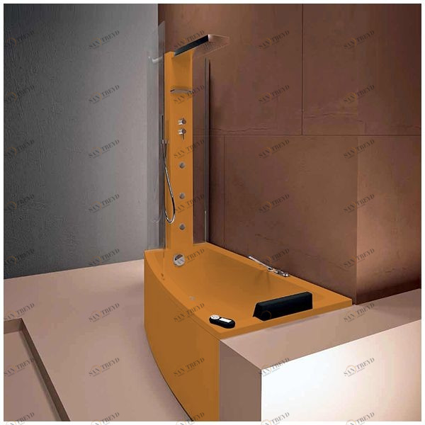 Ванна с кабиной Gruppo Treesse Asyx Box Top VTL-V8261-B8220-DX-O угловая оранжевая правосторонняя VTLV8261B8220DXO